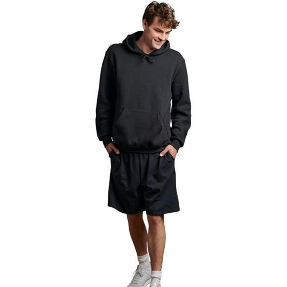 Mens Cotton Jersey Shorts Relaxed Fit 9 Inch Elastic Waist With Pockets - Picture 2 of 5